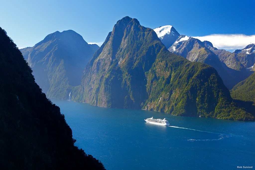 Cruise ship in Milford Sound, Fiordland National Park, New Zeala